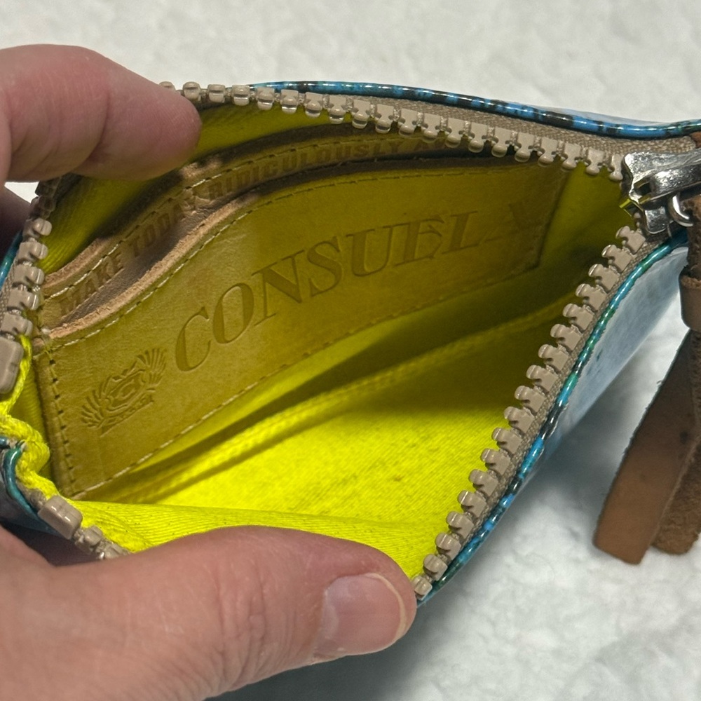 Consuela Cade Blue and Green Printed Pouch - Picture 3 of 4